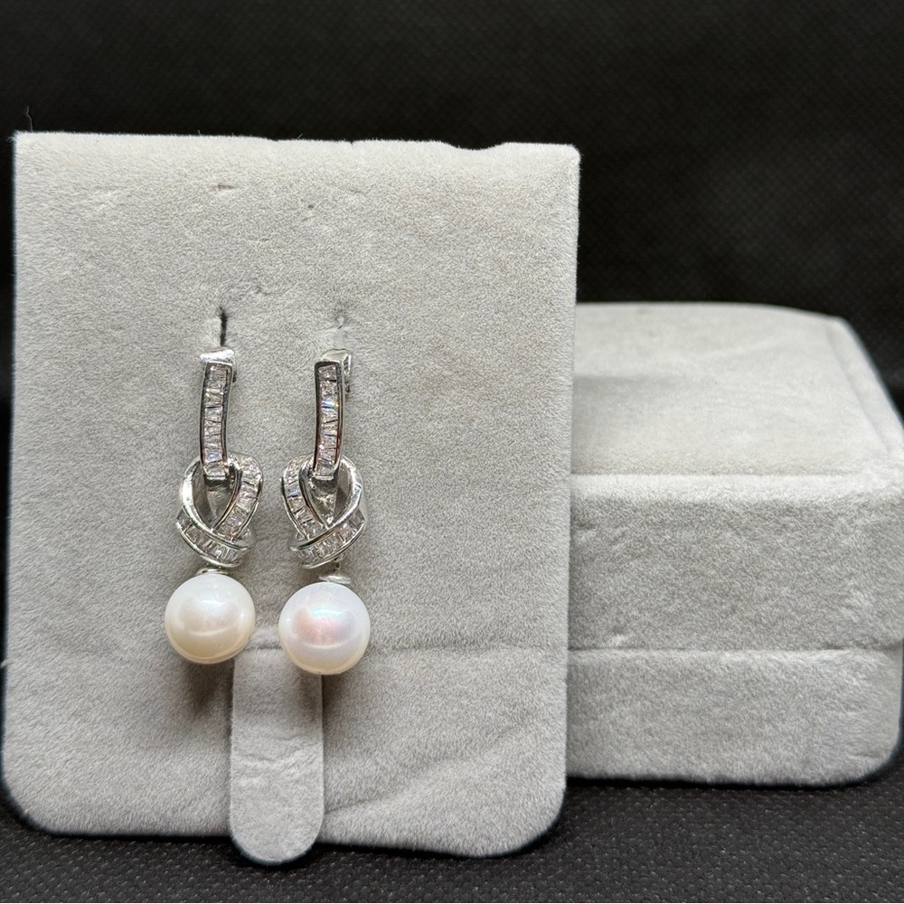 Elegant Silver Pearl Drop Earrings